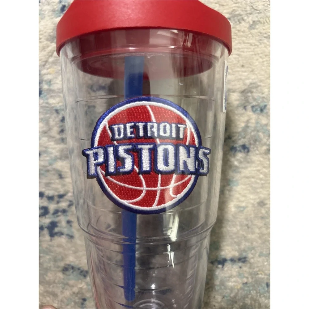 NBA Detroit Pistons 24oz Tervis Tumbler Mug Cup /w Travel Lid And Straw EUC